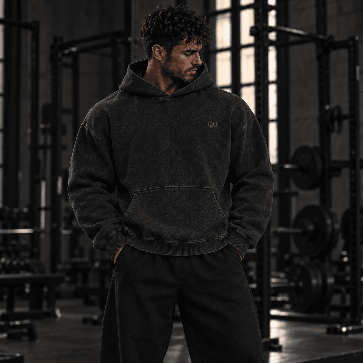 Model in a Quiet Unity oversized hoodie